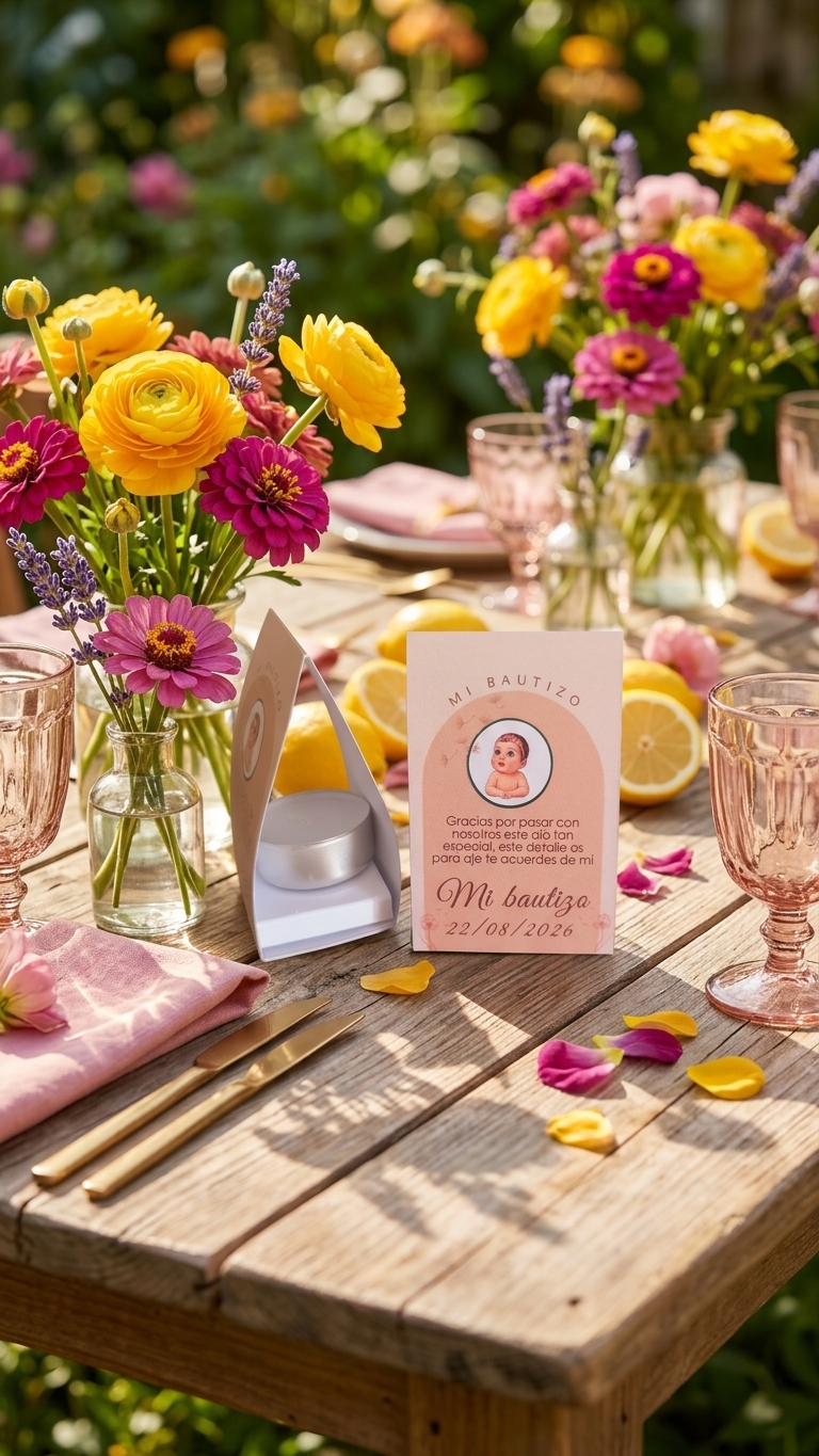 Recordatorio de Bautizo con Retrato Personalizado – Pack 12 unidades - Vela recordatorio fiesta nacimiento del bebé