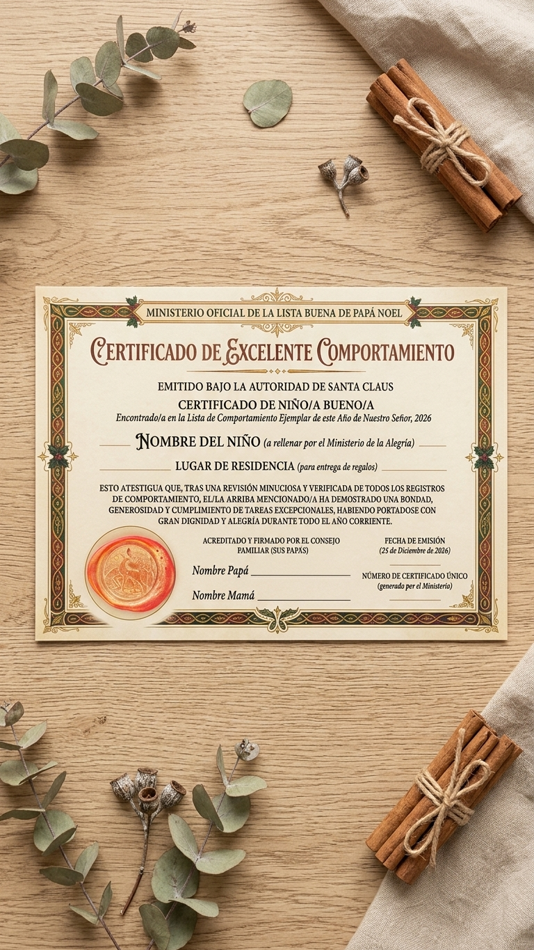 Decoración Navidad Papá Noel con Certificado de niño Bueno