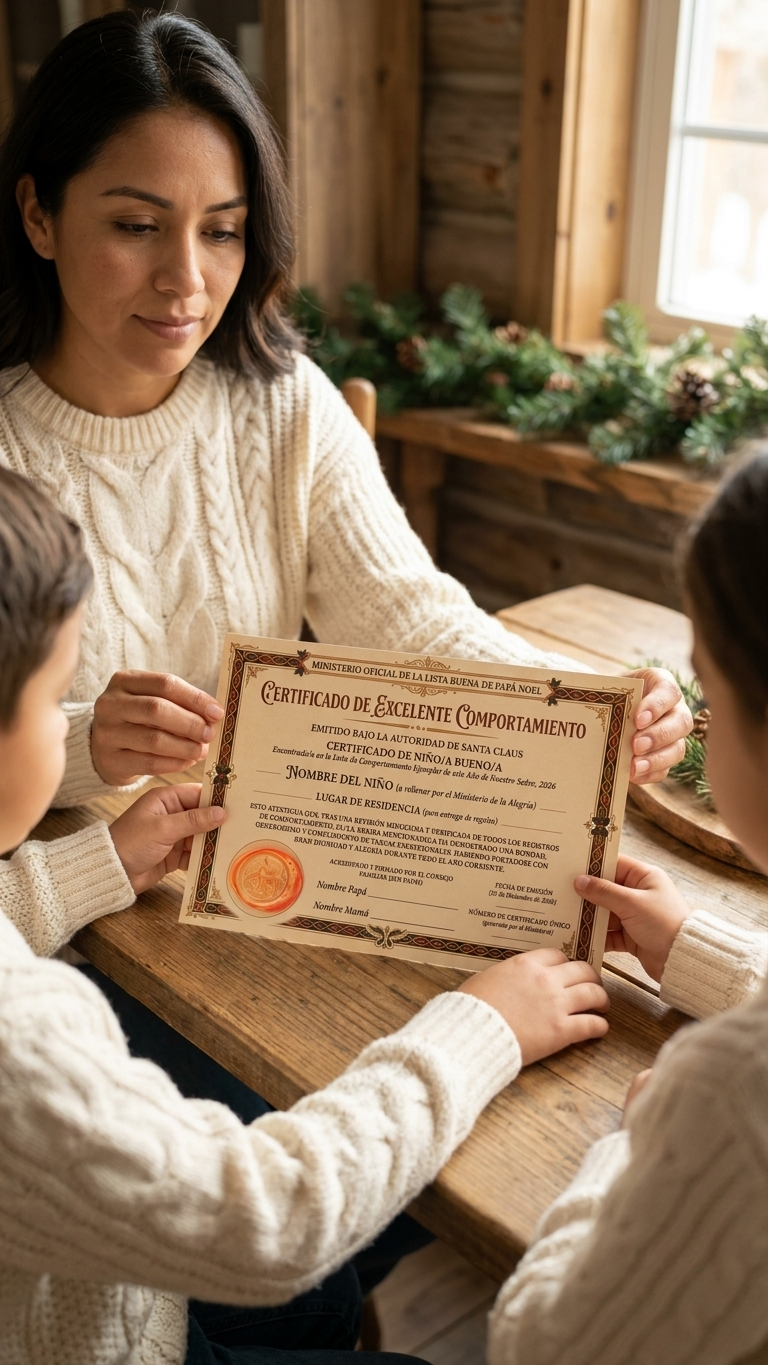 Decoración Navidad Papá Noel con Certificado de niño Bueno