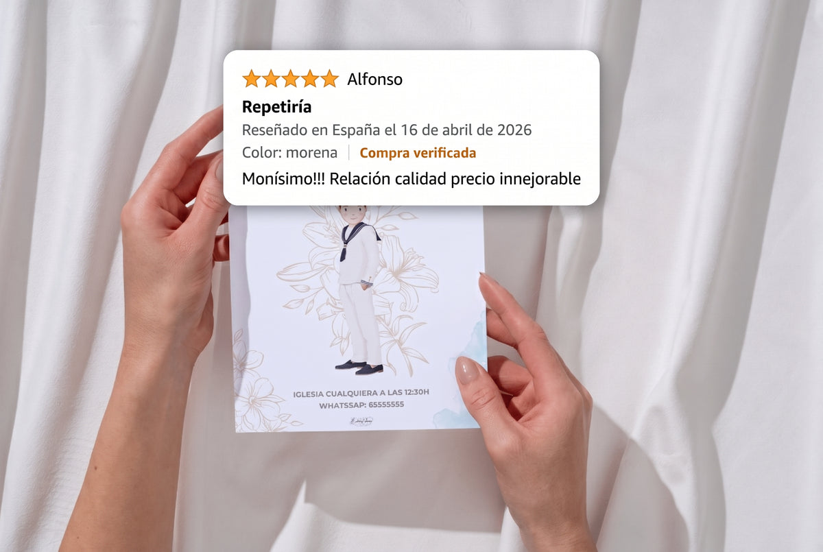 Invitaciones de Primera Comunión niño – Pack de 16, 24 y 32 unidades | Pack invitaciones personalizables